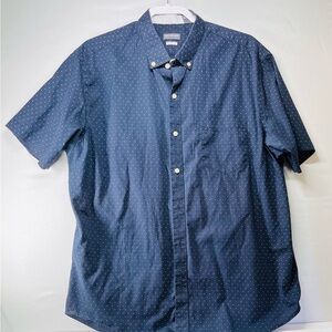 Van Heusen Navy Button Down Shirt with Dots
